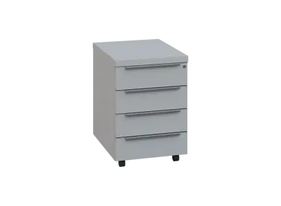 SIKZ - 01 kontejner pojízdný, 4-zásuvkový, deska 18 mm, zámek na první zásuvce, šedá